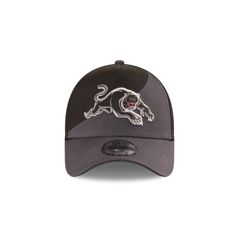 Penrith Panthers Hat - 2025 Black Flow 9Forty A-Frame NRL Snapback Cap - New Era